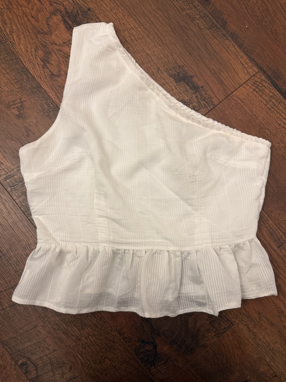 Petal & Pup White One-Shoulder Ruffle Crop Top